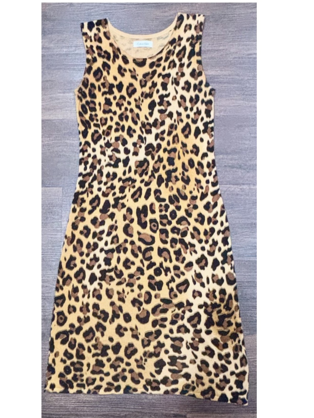 Calvin Klein Leopard Print Maxi Dress Brown & Black